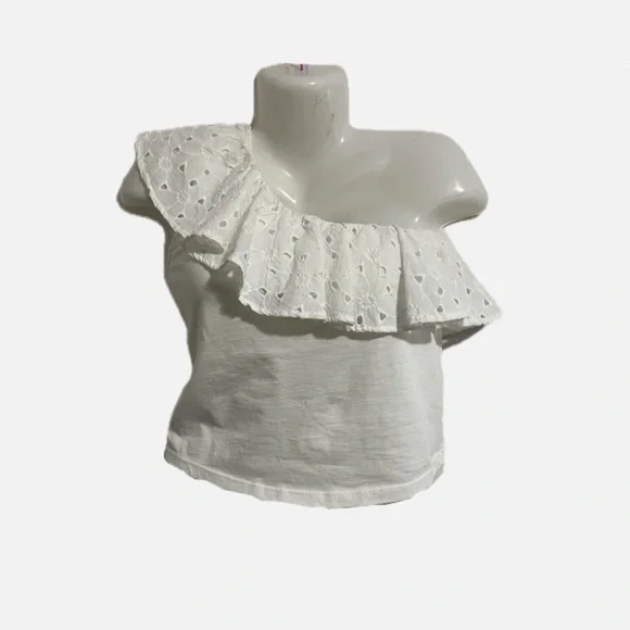 Mango White Eyelet Ruffle Blouse - Picture 2 of 5